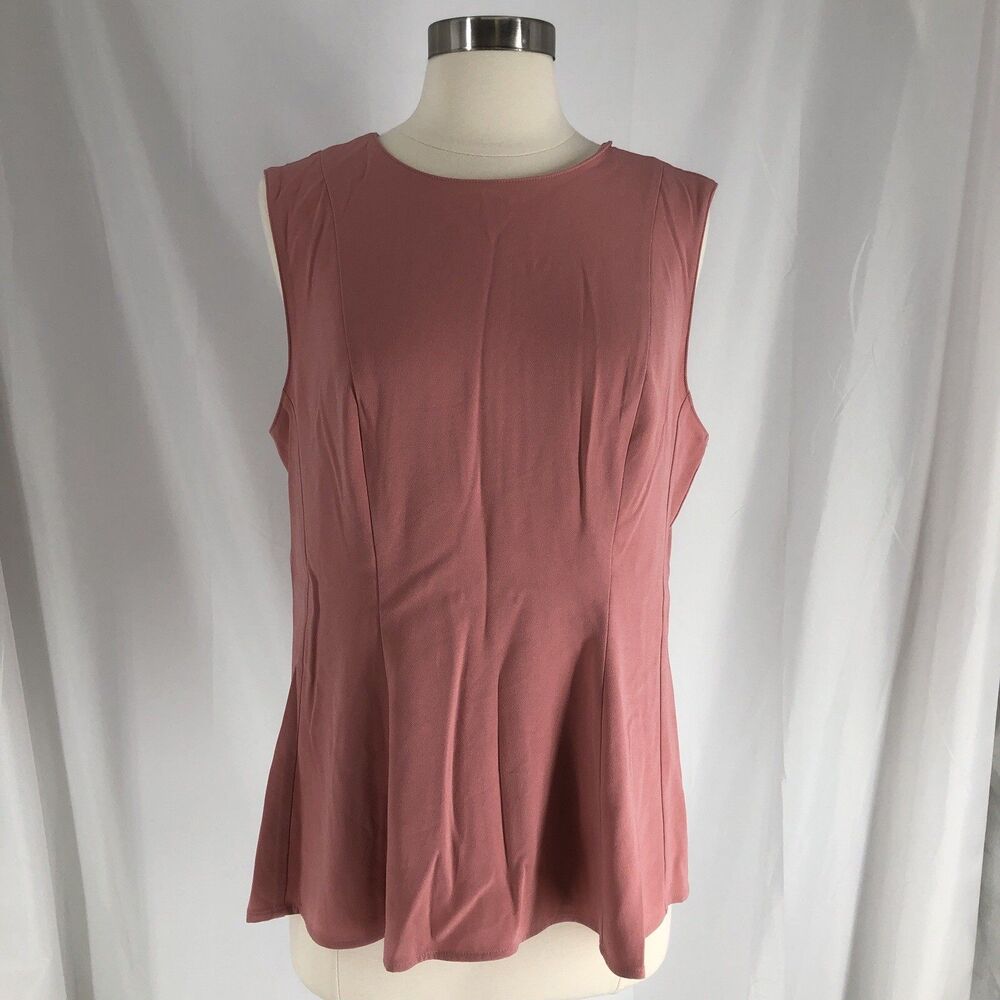 Ann Taylor Shirt Womens 10 Pink Sleeveless Peplum Zip Back Shirt Blouse Top